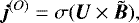 \begin{equation*}\bm{j}^{(O)} = \sigma (\bm{U}\times\tilde{\bm{B}}) ,\end{equation*}
