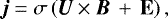 \begin{equation*}\bm{j} = \sigma \left(\bm{U}\times\bm{B}\,&#x002B;\, {\mathbf E}\right) ,\end{equation*}