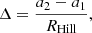 $$ \begin{aligned}&\Delta = \frac{a_2 - a_1}{R_{\rm Hill}}, \end{aligned} $$