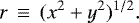 \begin{equation*}r\,\equiv\,(x^{2}+y^{2})^{1/2}. \end{equation*}