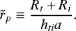 \begin{equation*} \tilde{r}_p \equiv \frac{R_t&#x002B;R_i}{h_{ti}a}. \end{equation*}