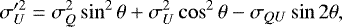 \begin{equation*} \sigma_U^{\prime 2} = \sigma_Q^2 \sin^2\theta &#x002B; \sigma_U^2 \cos^2\theta - \sigma_{QU} \sin 2\theta, \end{equation*}