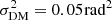 $ \sigma _{{\rm{DM}}}^2 = 0.05{\mkern 1mu} {\rm{ra}}{{\rm{d}}^2} $