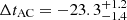 $ \Delta t_{\mathrm{AC}} = -23.3_{-1.4}^{+1.2} $