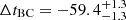 $ \Delta t_{\mathrm{BC}} = -59.4_{-1.3}^{+1.3} $