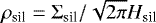 $\rho_{\textrm{sil}}=\Sigma_{\textrm{sil}}/\sqrt{2\pi}H_{\textrm{sil}}$