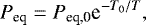\begin{equation*} P_{\textrm{eq}} = P_{\textrm{eq,0}} \textrm{e}^{-T_{\textrm{0}}/T}, \end{equation*}