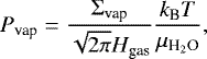 \begin{equation*} P_{\textrm{vap}} = \frac{\Sigma_{\textrm{vap}}}{\sqrt{2\pi} H_{\textrm{gas}}} \frac{k_{\textrm{B}}T}{\mu_{\textrm{H}_2\textrm{O}}}, \end{equation*}