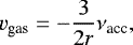 \begin{equation*} v_{\textrm{gas}} = -\frac{3}{2r} \nu_{\textrm{acc}}, \end{equation*}