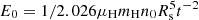 $ E_0=1/2.026\mu_{\rm H} m_{\rm H} n_0 R_{\rm s}^5 t^{-2} $
