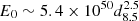 $ E_0\sim 5.4\times 10^{50}d_{8.5}^{2.5} $