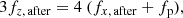 $$ \begin{aligned} 3 f_{z,\,\mathrm{after}} = 4 \ (f_{x,\,\mathrm{after}} + f_{\rm p}),\end{aligned} $$