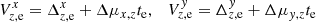 $$ \begin{aligned} V^x_{z,\mathrm{e}} = \Delta ^x_{z,\mathrm{e}} + \Delta \mu _{x,z} t_{\rm e}, \quad V^{ y}_{z,\mathrm{e}} = \Delta ^{ y}_{z,\mathrm{e}} +\Delta \mu _{{ y},z} t_{\rm e} \end{aligned} $$