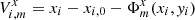 $ V^{x}_{i,m}=x_i - x_{i,0}- \Phi^{x}_m(x_i,\mathit{y}_i) $