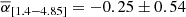 $ \overline{\alpha}_{[1.4-4.85]}=-0.25\pm 0.54 $