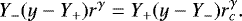 \begin{equation*} Y_-(y-Y_&#x002B;)r^{\gamma}=Y_&#x002B;(y-Y_-)r_c^{\gamma} .\end{equation*}
