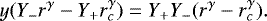 \begin{equation*} y(Y_-r^{\gamma}-Y_&#x002B;r_c^{\gamma})=Y_&#x002B;Y_-(r^{\gamma}-r_c^{\gamma}) .\end{equation*}