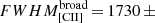 $ FWHM^{\mathrm{broad}}_{\mathrm{[CII]}}\,{=}\,1730\,{\pm} $