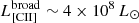 $ L_{\mathrm{[CII]}}^{\mathrm{broad}}\sim4\times10^{8}\,L_\odot $