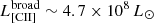 $ L_{\mathrm{[CII]}}^{\mathrm{broad}}\sim4.7\times10^8\,L_\odot $