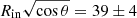 $ R_{\mathrm{in}}\sqrt{\cos \theta} = 39 \pm 4 $