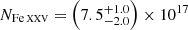 $ N_\mathrm{{\mathrm{Fe}\,\textsc{xxv}}} = \left(7.5 ^{+1.0}_{-2.0}\right) \times 10^{17} $