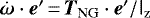$\dot{\vec{\omega}}\cdot \vec{e}&#x0027;\,{=}\,\vec{T}_{\textrm{NG}}\cdot \vec{e}&#x0027; / \tens{I}_{\textrm{z}}$