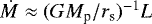 $\dot M \approx (GM_{\textrm{p}}/r_{\textrm{s}})^{-1} L$
