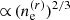 $ {\propto}\,(n^{(r)}_{\mathrm{e}})^{2/3} $
