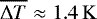 $\overline{\Delta T}\approx1.4\,\mathrm{K}$