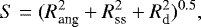 \begin{equation*} S = (R_{\textrm{ang}}^2 &#x002B; R_{\textrm{ss}}^2 &#x002B; R_{\textrm{d}}^2)^{0.5}, \end{equation*}