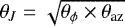 $\theta_J = \sqrt{\theta_{\phi}\times\theta_{\textrm{az}}}$
