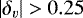 $\left| \delta_v \right| > 0.25$