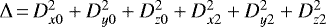 $\Delta\,{=}\,D_{x0}^2&#x002B;D_{y0}^2&#x002B;D_{z0}^2&#x002B;D_{x2}^2&#x002B;D_{y2}^2&#x002B;D_{z2}^2$
