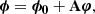 $$ \begin{aligned} \boldsymbol{\phi }=\boldsymbol{\phi _0}+\mathbf A \boldsymbol{\varphi }, \end{aligned} $$