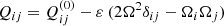 $$ \begin{aligned} {Q}_{ij} ={Q}_{ij}^{(0)} - \varepsilon \ (2\Omega ^2 \delta _{ij}-{\Omega _i\Omega _j}) \end{aligned} $$