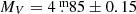 $ M_V = 4{{\overset{\text{ m}}{.}}}85\pm0.15 $