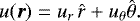 \begin{equation*} u(\vec{r}) = u_r\,\hat{r} &#x002B; u_{\theta} \hat{\theta} .\end{equation*}