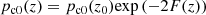 $$ \begin{aligned}&p_{\rm c0}(z)=p_{\rm c0}(z_0){\exp }\left( - 2 F(z) \right) \end{aligned} $$