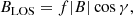 $$ \begin{aligned} B_\mathrm{LOS} = f |B| \cos \gamma , \end{aligned} $$