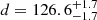 $ d=126.6^{+1.7}_{-1.7} $