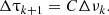 $$ \begin{aligned} \Delta \uptau _{k+1}= C\Delta \nu _{k} . \end{aligned} $$