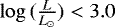$\log\,(\frac{L}{L_{\odot}}) < 3.0$