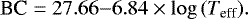 \begin{equation*}\textrm{BC} = 27.66{-}6.84 \times \log\, (T_{\textrm{eff}}).\end{equation*}