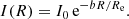 $$ \begin{aligned} I(R) = I_0\,{\text{e}}^{-bR/R_{\text{e}}}. \end{aligned} $$
