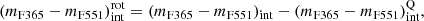 $$ \begin{aligned} (m_{\rm F365}-m_{\rm F551})_\mathrm{int} ^\mathrm{rot} = (m_{\rm F365}-m_{\rm F551})_\mathrm{int} -(m_{\rm F365}-m_{\rm F551})_\mathrm{int} ^\mathrm{Q} , \end{aligned} $$