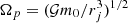 $ \Omega_p= (\mathcal{G} m_0/r_j^3)^{1/2} $