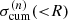 $ \sigma^{(n)}_{\mathrm{cum}} ({ < }R) $