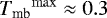 ${{{ T_{\textrm{mb}}}}}^{\mathrm{max}}\approx 0.3$