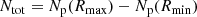 $$ \begin{aligned} N_{\rm tot}&= N_{\rm p}(R_{\rm max}) - N_{\rm p}(R_{\rm min}) \end{aligned} $$